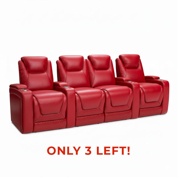 Equinox Leather Red Row of 4 BACKROW Theater Seating®