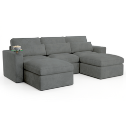 Cavallo Fortuna (By Seatcraft) Media Lounge Sofa, Fabric, Onyx & Ash