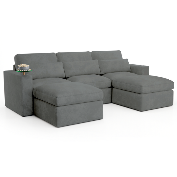Cavallo Fortuna (By Seatcraft) Media Lounge Sofa, Fabric, Onyx & Ash