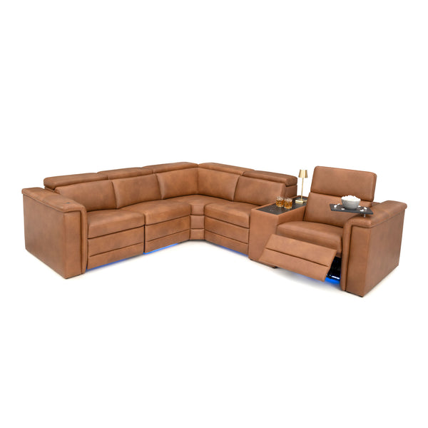 Solis FX Flip-Up Headrest Console Home Theater L-Sectional