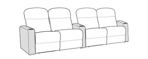 Row of 4 Dual Loveseats 114.0"
