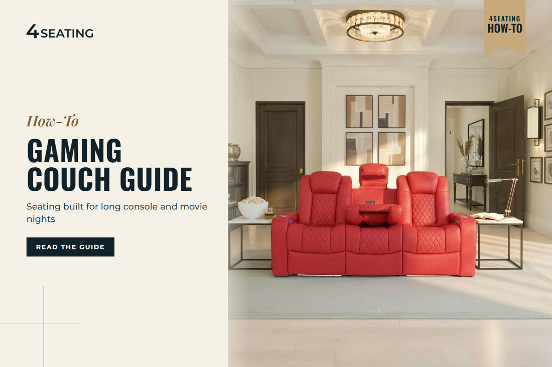 Seatcraft Anthem LT reclining sofa in red leather with a popcorn bowl on the side table