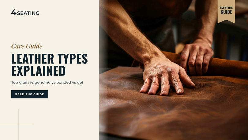 Craftsman's hands smoothing a sheet of genuine Italian leather on a workbench