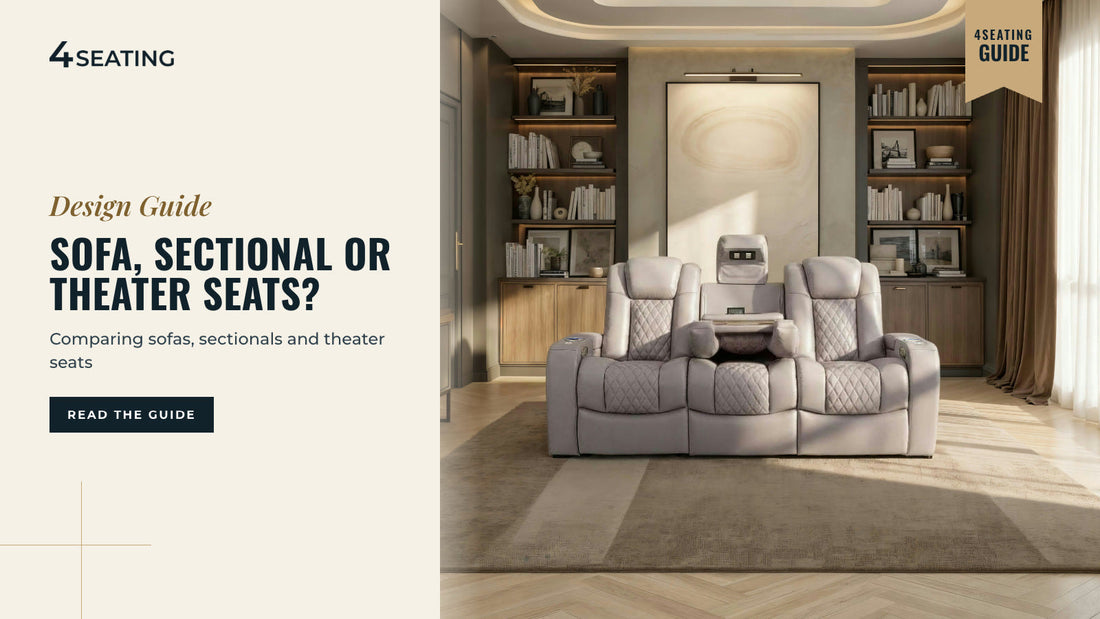 Seatcraft Anthem reclining sofa in gray leather styled in a media room