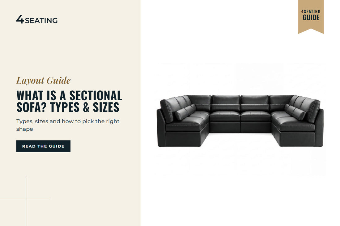 Seatcraft Wilshire Lounge U-shaped modular sectional sofa in black leather, clean studio shot