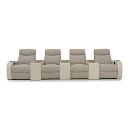 Rialto Italian Leather & Fabric Console Table Home Theater Seating