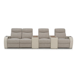 Rialto Italian Leather & Fabric Console Table Home Theater Seating