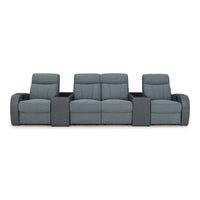 Rialto Italian Leather & Fabric Console Table Home Theater Seating