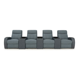 Rialto Italian Leather & Fabric Console Table Home Theater Seating