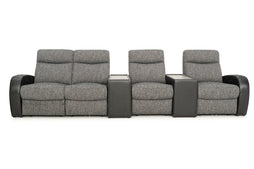 Rialto Italian Leather & Fabric Console Table Home Theater Seating