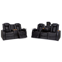 Seatcraft Omega Sofa & Loveseat Leather Gel, Powered Headrest, Power Recline, Black or Brown