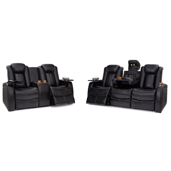 Seatcraft Omega Sofa & Loveseat Leather Gel, Powered Headrest, Power Recline, Black or Brown