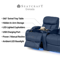 Grenada Italian Leather Home Theater Seating Single Recliner