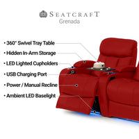 Grenada Italian Leather Home Theater Seating Single Recliner