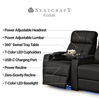 Kodiak CoolZeroᵀᴹ Italian Leather Home Theater Seating Single Recliner