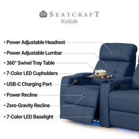 Kodiak CoolZeroᵀᴹ Italian Leather Home Theater Seating Single Recliner