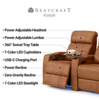 Kodiak CoolZeroᵀᴹ Italian Leather Home Theater Seating Single Recliner
