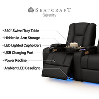 Serenity Italian Leather Home Theater Seating Single Recliner