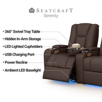Serenity Italian Leather Home Theater Seating Single Recliner