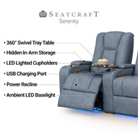 Serenity Italian Leather Home Theater Seating Single Recliner