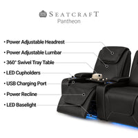 Pantheon Italian Leather Big & Tall Home Theater Seating Single Recliner