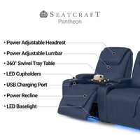 Pantheon Italian Leather Big & Tall Home Theater Seating Single Recliner