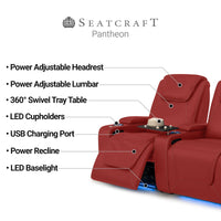 Pantheon Italian Leather Big & Tall Home Theater Seating Single Recliner