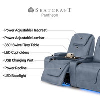 Pantheon Italian Leather Big & Tall Home Theater Seating Single Recliner