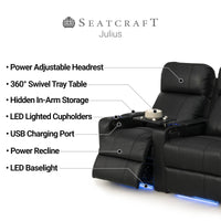 Julius Italian Leather Big & Tall Home Theater Seats