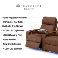 Monterey CoolZeroᵀᴹ Italian Leather Home Theater Seating Single Recliner