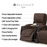 Apex CoolZeroᵀᴹ Italian Leather Home Theater Seating Single Recliner
