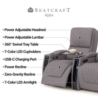 Apex CoolZeroᵀᴹ Italian Leather Home Theater Seating Single Recliner