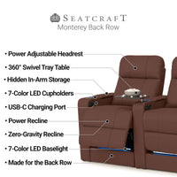 Monterey CoolZeroᵀᴹ Italian Leather BACKROW Theater Seating® Single Recliner