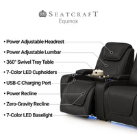 Equinox CoolZeroᵀᴹ Italian Leather Home Theater Seating Single Recliner
