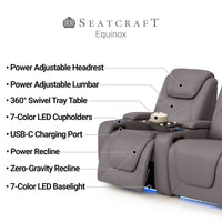 Equinox CoolZeroᵀᴹ Italian Leather Home Theater Seating Single Recliner
