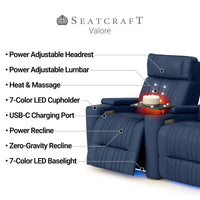 Valore Zero Gravity Home Theater Seating with Heat & Massage Single Recliner