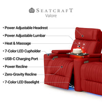 Valore Zero Gravity Home Theater Seating with Heat & Massage Single Recliner
