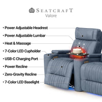 Valore Zero Gravity Home Theater Seating with Heat & Massage Single Recliner