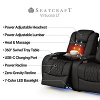Virtuoso Zero Gravity Home Theater Seating with Heat & Massage Single Recliner