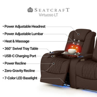Virtuoso Zero Gravity Home Theater Seating with Heat & Massage Single Recliner