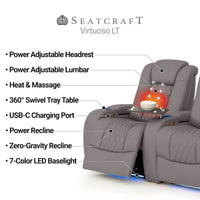 Virtuoso Zero Gravity Home Theater Seating with Heat & Massage Single Recliner