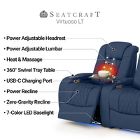 Virtuoso Zero Gravity Home Theater Seating with Heat & Massage Single Recliner