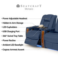 Monaco Italian Leather Home Theater Seating Single Recliner