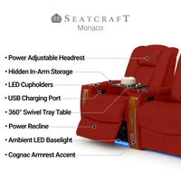 Monaco Italian Leather Home Theater Seating Single Recliner