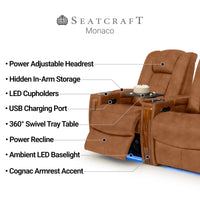 Monaco Italian Leather Home Theater Seating Single Recliner