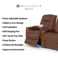 Monaco Italian Leather Home Theater Seating Single Recliner