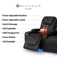 Paladin Italian Leather Heat & Massage Home Theater Seating