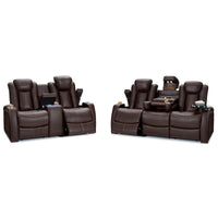 Seatcraft Omega Sofa & Loveseat Leather Gel, Powered Headrest, Power Recline, Black or Brown