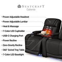 Caliente Zero Gravity Home Theater Seating with Heat & Massage Single Recliner