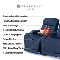 Caliente Zero Gravity Home Theater Seating with Heat & Massage Single Recliner